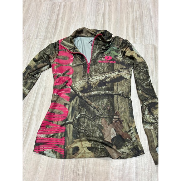 Mossy Oak Tops - Mossy Oak Break-Up Infinity Camo 1/4 Zip Pullover Womens Large Pink Camouflage